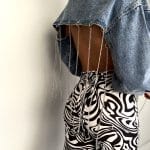 Giacca Jeans Super Crop con Catene - Nero - Image 10