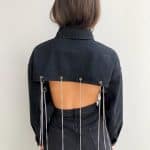 Giacca Jeans Super Crop con Catene - Nero - Image 3