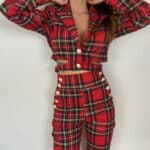 Blazer Tartan Crop - Rosso