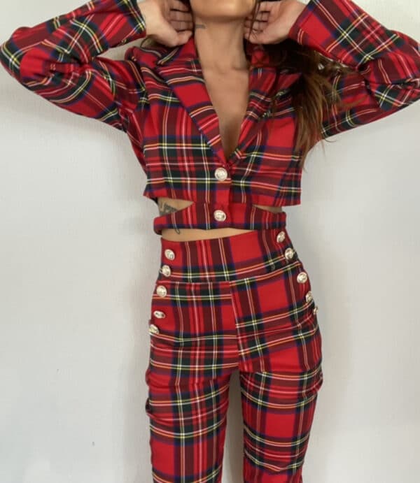 Blazer Tartan Crop - Rosso