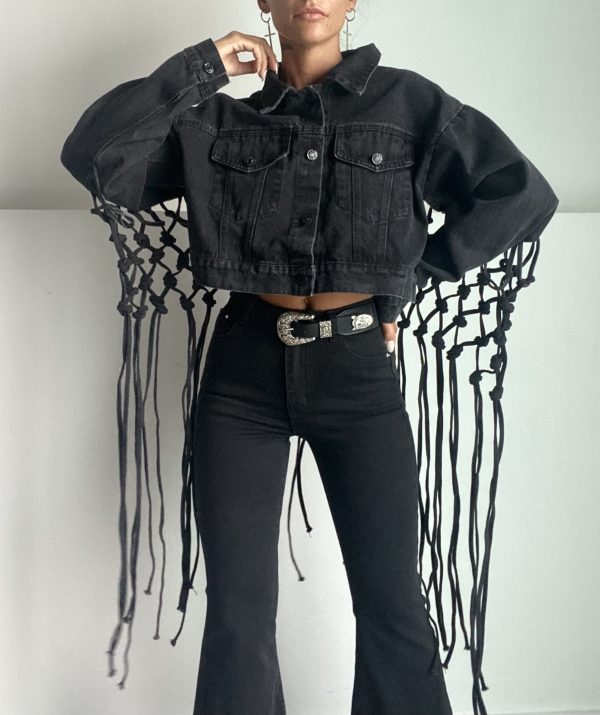 Giacca Jeans Maxi Rete - Nero - Image 9