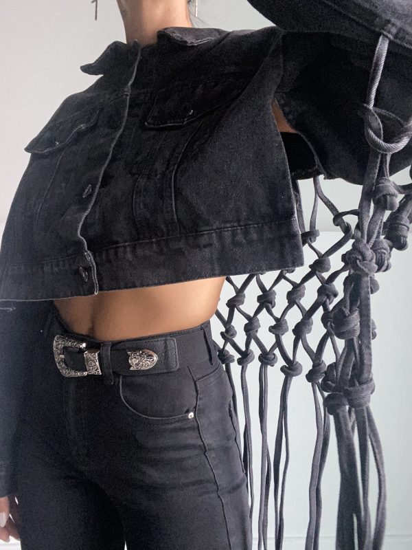 Giacca Jeans Maxi Rete - Nero - Image 4