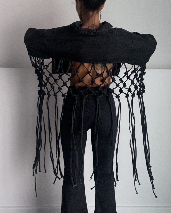 Giacca Jeans Maxi Rete - Nero - Image 3