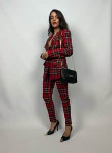 Blazer Tartan Bottoni Gioiello - Rosso - Image 12