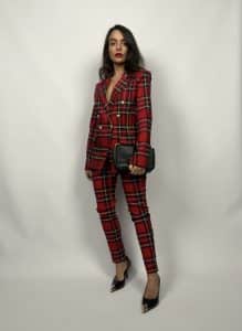 Blazer Tartan Bottoni Gioiello - Rosso - Image 10