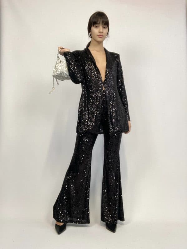 Blazer Completo Paillettes - Nero