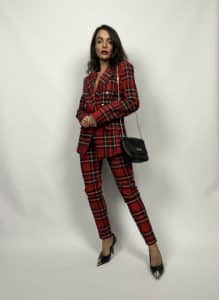 Blazer Tartan Bottoni Gioiello - Rosso - Image 11
