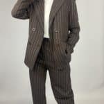 Blazer Completo Gessato Flanella - Marrone - Image 5