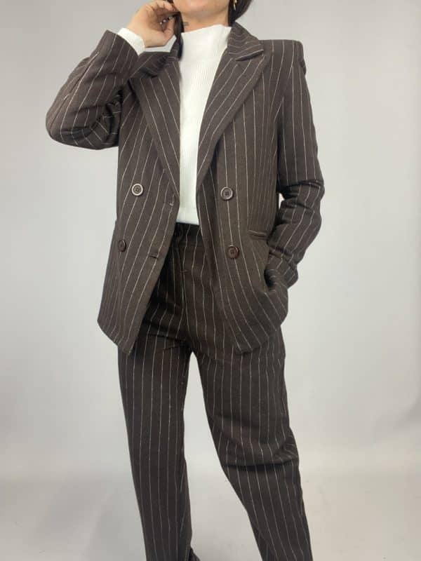Blazer Completo Gessato Flanella - Marrone - Image 5
