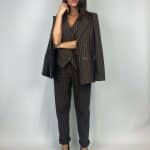 Pantaloni Completo Gessato Flanella - Marrone - Image 8