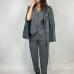 Gilet Completo Gessato Flanella - Grigio - Image 2