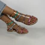 Sandali Studs Flat con Borchie - Multicolor