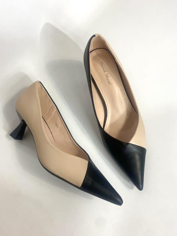 Decollete Meryl Low Heels - Bicolor Nude / Nero - Image 4