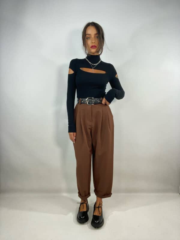 Maglia Crop con Cut Out - Grigio. - Image 5