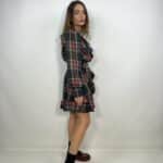 Mini Dress Tartan Con Volant - Nero - Image 4