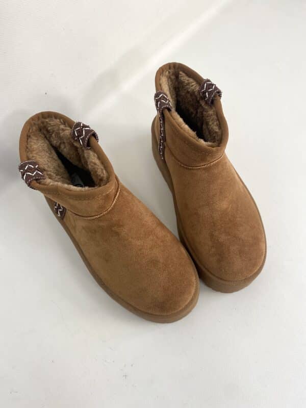 New Stivaletti Bassi con Platform e Pelo - Cammello / Ricamo Marrone - Image 3