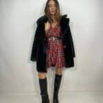 Mini Dress Tartan Con Volant - Nero - Image 7