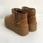 New Stivaletti Bassi con Platform e Pelo - Cammello / Ricamo Marrone - Image 7
