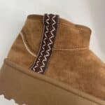 New Stivaletti Bassi con Platform e Pelo - Cammello / Ricamo Marrone - Image 6