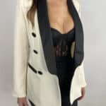 Blazer Revers in Raso - Bianco / Nero - Image 6