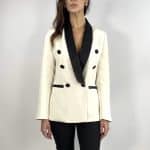 Blazer Revers in Raso - Bianco / Nero