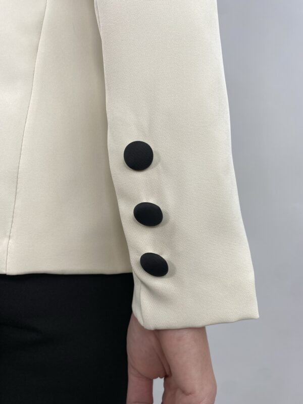 Blazer Revers in Raso - Bianco / Nero - Image 5