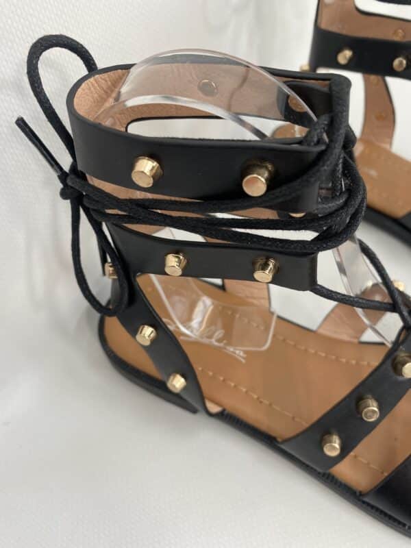 Sandali Gladiatore con Borchie - Nero - Image 4