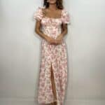 Maxi Dress Bohemien - Bianco/ Rosa