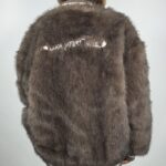 Pelliccia Stile Bomber Oversize - Marrone. - Image 3