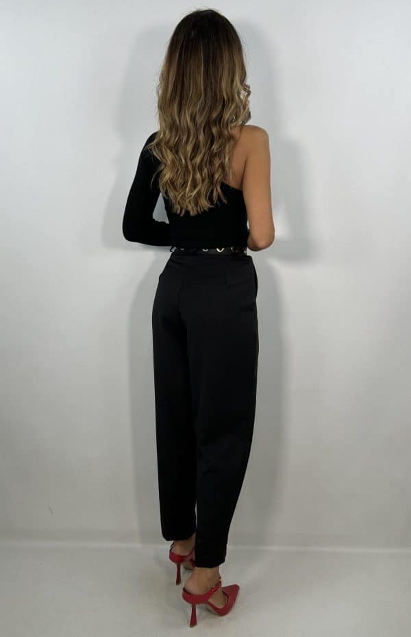 Pantaloni Doppia Pinces - Nero. - Image 2