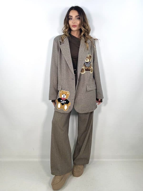Pantaloni Wide Spigato - Marrone - Image 3