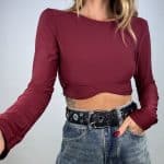 Maglia Crop Schiena Nuda - Bordeaux - Image 2