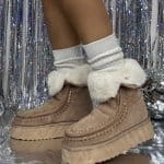 Stivaletti Platform Eco Pelliccia - Nude