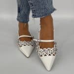 Slingback Flat Pietre - Bianco