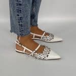 Slingback Flat Pietre - Bianco - Image 2