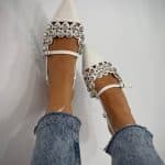 Slingback Flat Pietre - Bianco - Image 3