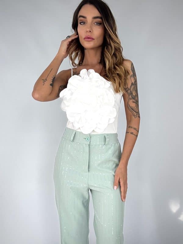 Crop Top Maxi Fiore - Bianco.