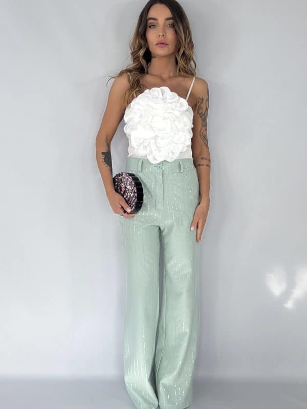 Crop Top Maxi Fiore - Bianco. - Image 2