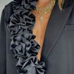 Blazer Over Con Spille Fiori - Nero