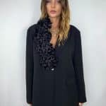 Blazer Over Con Spille Fiori - Nero - Image 2