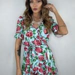 Mini Dress Flowers - Azzurro / Fucsia